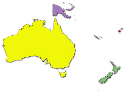 Map - Oceania, Australia, New Zealand